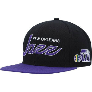 �~�b�`�F��&�l�X �����Y �A�N�Z�T���[ �X�q Men's Mitchell & Ness Black Utah Jazz Hardwood Classics MVP Team Script 2.0 Snapback Hat Black �u���b�N