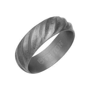 �g���g�� ���f�B�[�X �A�N�Z�T���[ �w�� Triton 7MM Tantalum Ring with Roped Inlay and Flat Edge Metallic Silver �V���o�[