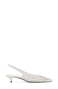 �}���S ���f�B�[�X �V���[�Y �p���v�X MANGO Laser Cut Pointed Toe Slingback Pump White �z���C�g