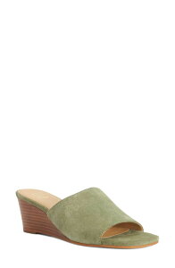 �f���[�������h�� ���f�B�[�X �V���[�Y �q�[�� �T���_�� Dune London Kaydee Wedge Slide Sandal Sage Suede �Z�[�W
