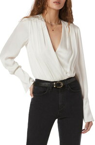 �t�F�C�o���b�g �h�[�^�[ ���f�B�[�X �g�b�v�X �V���c �T�e�� �{�f�B�[�X�[�c Favorite Daughter Surplice Long Sleeve Satin Bodysuit Ivory �A�C�{���[