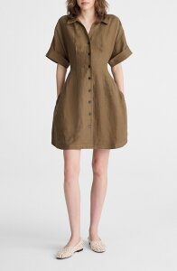 ���C�h�E�F�� ���f�B�[�X �g�b�v�X �V���c �v���[�c �~�j ���l�� Madewell Pleated Linen Mini Shirtdressafari Khaki �J�[�L