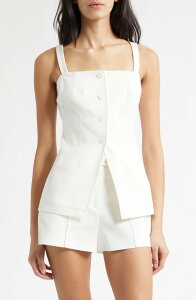 ���C�~�[ �u���b�N ���f�B�[�X �g�b�v�X �V���c �x�X�g �R�b�g�� Ramy Brook Elana Cotton Blend Vest Ivory �A�C�{���[