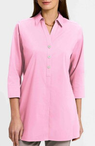 �t�H�b�N�X�N���t�g ���f�B�[�X �g�b�v�X �V���c Foxcroft Pamela Stretch Button-Up Tunic Bubblegum Pink �s���N