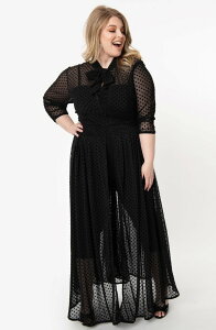 ���j�[�N�r���e�[�W ���f�B�[�X �g�b�v�X �����s�[�X �v���X�T�C�Y Unique Vintage Plusize Three Quarter Sleeved Starlet Duster Black �u���b�N
