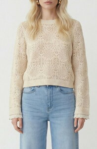 ���F�����[�_ ���f�B�[�X �A�E�^�[ �p�[�J�[�E�X�E�F�b�g �Z�[�^�[ �R�b�g�� VERO MODA Susana Pointelle Cotton Blend Sweater Birch