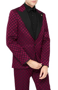 �c�C�X�e�b�h �e�C���[ �����Y �A�E�^�[ �W���P�b�g�E�u���]�� �X�����t�B�b�g Twisted Tailor Papatya Slim Fit Burgundy Jacquard Suit Jacket Burgundy �o�[�K���f�B