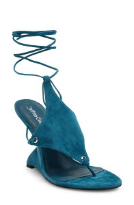 �W�F�t���[ �L�����x�� ���f�B�[�X �V���[�Y �T���_�� �A���N�� Jeffrey Campbell Pachouli Ankle Wrap Wedge Sandal Dusty Turquoise Suede �^�[�R�C�Y