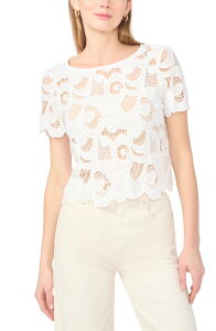 ���B���X�J���[�g ���f�B�[�X �g�b�v�X �V���c ���[�X Vince Camuto Short Sleeve Lace Top Ultra White �z���C�g