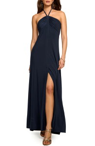 ���C�~�[ �u���b�N ���f�B�[�X �g�b�v�X �����s�[�X �z���^�[ Ramy Brook Mira Gathered Halter Gownavy �l�C�r�[