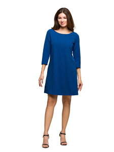 24 �Z�u���R���t�H�[�g ���f�B�[�X �g�b�v�X �����s�[�X A ���C�� �Ђ��� 24seven Comfort Apparel Three Quarter Sleeve A Line Knee Length Dress Denim �f�j��