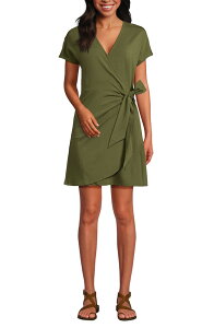 �����Y�G���h ���f�B�[�X �g�b�v�X �����s�[�X V�l�b�N �~�j �R�b�g�� Lands' End Cotton Modal V Neck Mini Wrap Dess Artichoke
