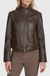 �A���h�����[�}�[�N ���f�B�[�X �A�E�^�[ �W���P�b�g�E�u���]�� ���U�[ Andrew Marc Mikel Racer Leather Jacket Chestnut