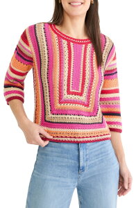 �j�b�N�v���X�]�[�C ���f�B�[�X �A�E�^�[ �p�[�J�[�E�X�E�F�b�g �Z�[�^�[ NIC+ZOE Pastiche Mix Stitch Sweater Pink Multi �s���N