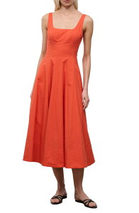 �X�^�E�h ���f�B�[�X �g�b�v�X �����s�[�X A ���C�� �t�����[�� �~�f�B �t�����[ STAUD Wells Floral Stitch A-Line Midi Dress Koi