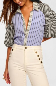 ���C�~�[ �u���b�N ���f�B�[�X �g�b�v�X �V���c �J���[�u���b�N Ramy Brook Flor Colorblock Stripe Puff Sleeve Top Multi Catalina Stripe �}���`�J���[