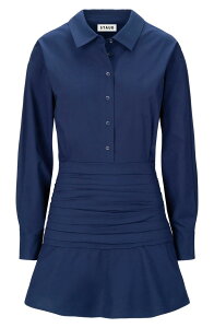 �X�^�E�h ���f�B�[�X �g�b�v�X �����s�[�X �~�j �V���c �R�b�g�� STAUD Indya Long Sleeve Stretch Cotton Mini Shirtdress Navy �l�C�r�[