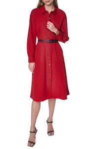 �_�i �L������ �j���[���[�N ���f�B�[�X �g�b�v�X �����s�[�X �V���c �R�b�g�� DKNY Long Sleeve Stretch Cotton Shirtdress Rhythm Red ���b�h