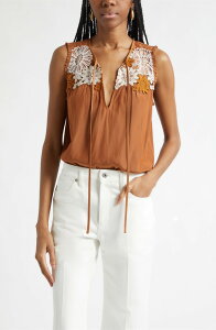 ���C�~�[ �u���b�N ���f�B�[�X �g�b�v�X �V���c �m�[�X���[�u �h�J Ramy Brook Adalinembroidered Sleeveless Top Coffee �R�[�q�[
