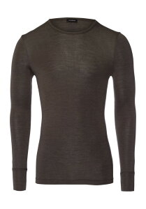 �n���� �����Y �g�b�v�X T�V���c �E�[�� �V���N Hanro Woolen Silk Wool And Silk Fitted Top Earthy Ink