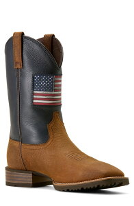 �A���A�g �����Y �V���[�Y �u�[�c�E���C���u�[�c Ariat Hybrid Rancher Patriot Wide Square Toe Cowboy Boot Brown �u���E��