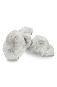 �����C ���f�B�[�X �A���_�[�E�F�A �C�� MeMoi The Josephine Faux Fur Scuff Slipper Gray �O���[