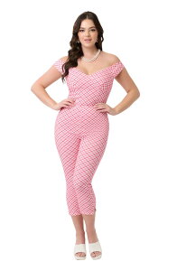 ���j�[�N�r���e�[�W ���f�B�[�X �{�g���X ���M���X �p���c �L���b�v Unique Vintage Rachelle Capri Pants Pink Gingham �s���N