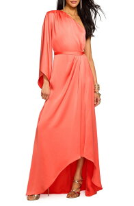���C�~�[ �u���b�N ���f�B�[�X �g�b�v�X �����s�[�X �����V�����_�[ �T�e�� Ramy Brook Opal One-Shoulder Single Long Sleeve Satin Gown Coral �R�[����