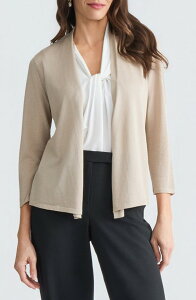 �J�X�p�[�� ���f�B�[�X �A�E�^�[ �p�[�J�[�E�X�E�F�b�g �J�[�f�B�K�� KASPER Stitch Detail Three-Quarter Sleeve Cardigan Summer Straw