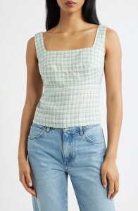 ���t�H�[���[�V���� ���f�B�[�X �g�b�v�X �V���c ���l�� Reformation Clarence Check Linen Top Zephyr Check �`�F�b�N