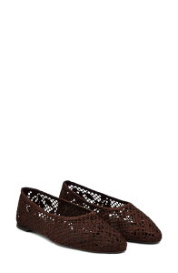 ���t�H�[���[�V���� ���f�B�[�X �V���[�Y �p���v�X Reformation Pllar Flat Dark Chocolate Floral Crochet �`���R���[�g