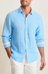�g�b�~�[�o�n�} �����Y �g�b�v�X �V���c ���l�� Tommy Bahama Paradise Breezer Linen Shirt Glass Bead Blue �u���[