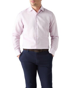 ���o�[�g �^���{�b�g �����Y �g�b�v�X �V���c �R�b�g�� ���l�� Robertalbott Reynolds Cotton Linen Blend Shirt in Contemporary fit Raspberry