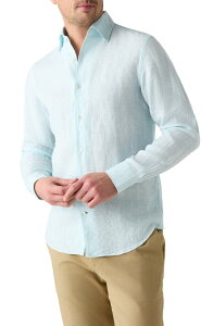 ���o�[�g �^���{�b�g �����Y �g�b�v�X �V���c ���l�� Robertalbott Morgan Medium Stripe Linen Shirt Aqua �A�N�A