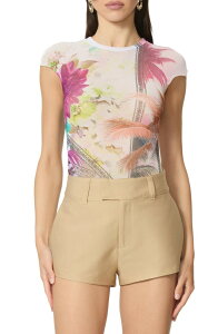 �G�[�G�t�A�[���G�� ���f�B�[�X �g�b�v�X �V���c �N���[�l�b�N ���b�V�� AFRM Nina Crewneck Mesh T-Shirt Vacation Tropic