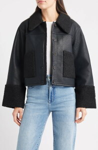 ���C���Y ���f�B�[�X �A�E�^�[ �W���P�b�g�E�u���]�� ���U�[ �t�F�C�N���U�[ Rails Dria Faux Leather & Faux Shearling Jacket Black Shearling �u���b�N