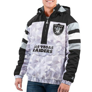 �X�^�[�^�[ �����Y �A�E�^�[ �W���P�b�g�E�u���]�� �t�[�f�b�h�W���P�b�g Men'starter White/Black Las Vegas Raiders Thursday Night Gridiron Raglan Half-Zip Hooded Jacket White �z���C�g