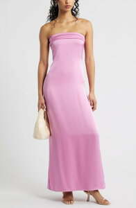 �r�[�s�[ ���f�B�[�X �g�b�v�X �����s�[�X �T�e�� �X�g���b�v���X BP. Straplessatin Gown Pink Moonlite �s���N