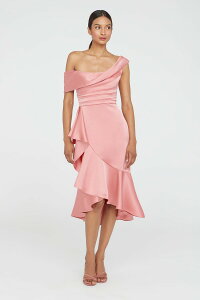 �Z�C�A ���f�B�[�X �g�b�v�X �����s�[�X �A�V�����g���[ �h���[�v Theia Janice Draped Asymmetric Dressugar Coral �R�[����