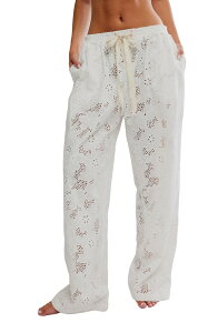 �t���[�s�[�v�� ���f�B�[�X �{�g���X �J�W���A���p���c Free People Day Drift Eyelet Pajama Pants White Alyssum �z���C�g