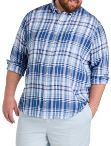 ���@�C�����[�h���@�C���Y �����Y �g�b�v�X �V���c �g�[�� ���l�� vineyard vines Big & Tall Pelican Point Plaid Linen Sport Shirt Moonshine �`�F�b�N