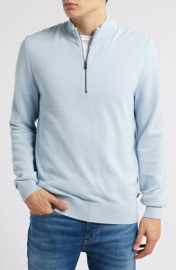 �{�X �����Y �A�E�^�[ �p�[�J�[�E�X�E�F�b�g �n�[�t�W�b�v �Z�[�^�[ �R�b�g�� BOSS Ebrando Textured Cotton Half Zip Sweater Lt Past/Bu