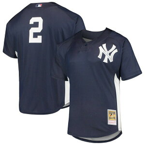 �~�b�`�F��&�l�X �����Y �g�b�v�X �V���c ���b�V�� �W���[�W�[ Men's Mitchell & Ness Derek Jeter Navy New York Yankees Cooperstown Collection Mesh Batting Practice Button-Up Jersey Navy �l�C�r�[