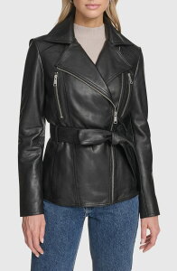 �A���h�����[�}�[�N ���f�B�[�X �A�E�^�[ �W���P�b�g�E�u���]�� ���U�[ Andrew Marc Violet Leather Trench Jacket Black �u���b�N