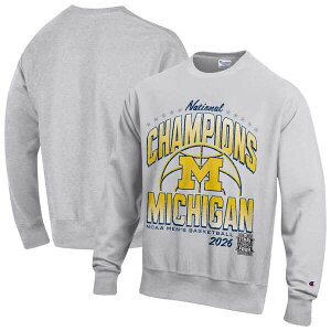 �`�����s�I�� �����Y �A�E�^�[ �p�[�J�[�E�X�E�F�b�g �V���c Men's Champion Gray Michigan Wolverines 2026 NCAA Men's Basketball National Champions Reverse Weave Sweatshirt Gray �O���[