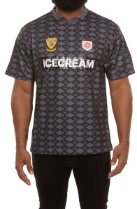 �A�C�X�N���[�� �����Y �g�b�v�X �V���c V�l�b�N ���b�V�� �W���[�W�[ ICECREAM Frappe Short Sleeve Mesh V-Neck Jersey Black �u���b�N
