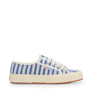 �X�y���K ���f�B�[�X �V���[�Y �X�j�[�J�[ �R�b�g�� Superga 2750 Cotton Stripesneakers Blue-Off White �I�t�z���C�g