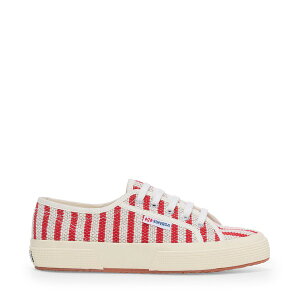 �X�y���K ���f�B�[�X �V���[�Y �X�j�[�J�[ �R�b�g�� Superga 2750 Cotton Stripesneakers Red-Off White �I�t�z���C�g