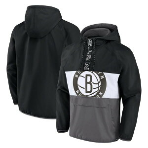 �t�@�i�e�B�N�X �����Y �A�E�^�[ �W���P�b�g�E�u���]�� �p�[�J�[ Men's Fanatics Branded Black/Gray Brooklynets Anorak Flagrant Foul Color-Block Raglan Hoodie Half-Zip Jacket Black �u���b�N