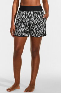 �����Y�G���h ���f�B�[�X �{�g���X �n�[�t�p���c�E�V���[�c �V���[�g�p���c Lands' End 9 Quick Dry Elastic Waist Modest Board Shortswim Cover-up Shorts with Panty Black/White Vine Floral �z���C�g